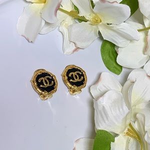 C C Earrings Gold And Black